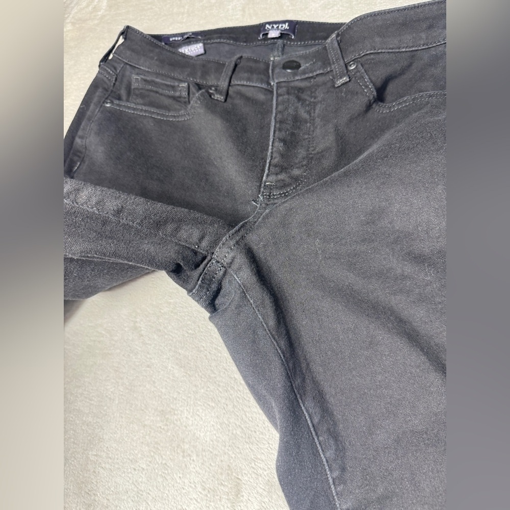 NYDJ Sheri Slim Black Lift Tuck Zip Fly Stretch Denim Jeans Size 6 - Picture 3 of 16